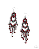 Pristine Precipitation - Red Earrings - Paparazzi Accessories Earrings Bedazzle Me Pretty Mobile Fashion Boutique