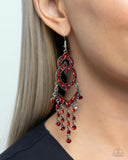 Pristine Precipitation - Red Earrings - Paparazzi Accessories Earrings Bedazzle Me Pretty Mobile Fashion Boutique