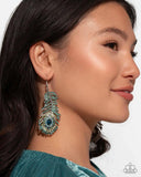 Prized Peacock - Green Earrings - Paparazzi Accessories Earrings Bedazzle Me Pretty Mobile Fashion Boutique