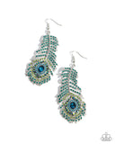 Prized Peacock - Green Earrings - Paparazzi Accessories Earrings Bedazzle Me Pretty Mobile Fashion Boutique