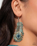Prized Peacock - Green Earrings - Paparazzi Accessories Earrings Bedazzle Me Pretty Mobile Fashion Boutique