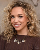 Professional Powerhouse - Brass Necklace - Paparazzi Accessories Necklace Bedazzle Me Pretty Mobile Fashion Boutique