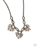 Professional Powerhouse - Brass Necklace - Paparazzi Accessories Necklace Bedazzle Me Pretty Mobile Fashion Boutique