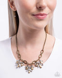 Professional Powerhouse - Brass Necklace - Paparazzi Accessories Necklace Bedazzle Me Pretty Mobile Fashion Boutique