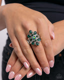 Pronged Panorama - Green Ring - Paparazzi Accessories Ring Bedazzle Me Pretty Mobile Fashion Boutique
