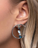 Pronged Patchwork - Blue Post Earrings - Paparazzi Accessories Post Earrings Bedazzle Me Pretty Mobile Fashion Boutique