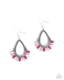 Pronged Pattern - Pink Earrings - Paparazzi Accessories Earrings Bedazzle Me Pretty Mobile Fashion Boutique