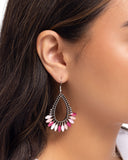Pronged Pattern - Pink Earrings - Paparazzi Accessories Earrings Bedazzle Me Pretty Mobile Fashion Boutique