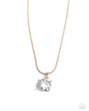 Pronged Premiere - Gold Necklace - Paparazzi Accessories Necklace Bedazzle Me Pretty Mobile Fashion Boutique