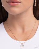 Pronged Premiere - Gold Necklace - Paparazzi Accessories Necklace Bedazzle Me Pretty Mobile Fashion Boutique