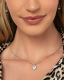 Pronged Premiere - White Necklace - Paparazzi Accessories Necklace Bedazzle Me Pretty Mobile Fashion Boutique