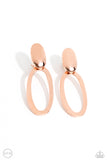 Pull OVAL! - Copper Clip-On Earrings - Paparazzi Accessories Clip-On Bedazzle Me Pretty Mobile Fashion Boutique