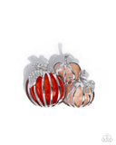 Pumpkin Pattern - White Brooch - Paparazzi Accessories Brooch Bedazzle Me Pretty Mobile Fashion Boutique