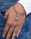 Pumpkin Pledge - Silver Bracelet Charm - Paparazzi Accessories Bracelet Bedazzle Me Pretty Mobile Fashion Boutique