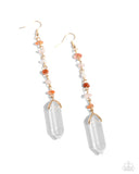Quartz Qualification - Orange Earrings - Paparazzi Accessories Earrings Bedazzle Me Pretty Mobile Fashion Boutique