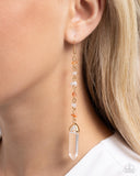 Quartz Qualification - Orange Earrings - Paparazzi Accessories Earrings Bedazzle Me Pretty Mobile Fashion Boutique