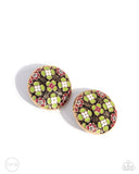 Quilt Art - Multi Clip-On Earrings - Paparazzi Accessories Clip-On Bedazzle Me Pretty Mobile Fashion Boutique