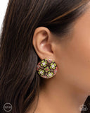 Quilt Art - Multi Clip-On Earrings - Paparazzi Accessories Clip-On Bedazzle Me Pretty Mobile Fashion Boutique