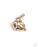 Rabbit Radiance - Gold Ring - Paparazzi Accessories Ring Bedazzle Me Pretty Mobile Fashion Boutique