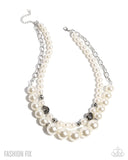 Radiant Repetition - White Necklace - Paparazzi Accessories Necklace Bedazzle Me Pretty Mobile Fashion Boutique