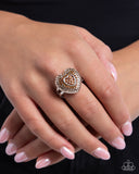 Radiant Resplendence - Brown Ring - Paparazzi Accessories Ring Bedazzle Me Pretty Mobile Fashion Boutique