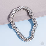 Radiant Roll Call - White Bracelet - Paparazzi Accessories Bracelet Bedazzle Me Pretty Mobile Fashion Boutique