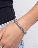 Radiant Roll Call - White Bracelet - Paparazzi Accessories Bracelet Bedazzle Me Pretty Mobile Fashion Boutique