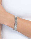 Radical Resolution - White Bracelet - Paparazzi Accessories Bracelet Bedazzle Me Pretty Mobile Fashion Boutique