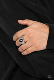 Rectangular Relic - Black Ring - Paparazzi Accessories Ring Bedazzle Me Pretty Mobile Fashion Boutique