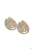 Red Carpet Reverie - Gold Post Earrings - Paparazzi Accessories Post Earrings Bedazzle Me Pretty Mobile Fashion Boutique