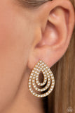 Red Carpet Reverie - Gold Post Earrings - Paparazzi Accessories Post Earrings Bedazzle Me Pretty Mobile Fashion Boutique