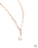 Refined Record - Gold Necklace - Paparazzi Accessories Necklace Bedazzle Me Pretty Mobile Fashion Boutique