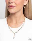 Refined Record - Gold Necklace - Paparazzi Accessories Necklace Bedazzle Me Pretty Mobile Fashion Boutique