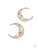 Refined Rewind - Gold Earrings - Paparazzi Accessories Earrings Bedazzle Me Pretty Mobile Fashion Boutique