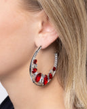 Refined Rewind - Red Earrings - Paparazzi Accessories Earrings Bedazzle Me Pretty Mobile Fashion Boutique