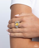 Reflective Rarity - Yellow Ring - Paparazzi Accessories Ring Bedazzle Me Pretty Mobile Fashion Boutique