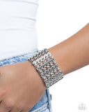 Reflective Rows - Silver Bracelet - Paparazzi Accessories Bracelet Bedazzle Me Pretty Mobile Fashion Boutique