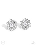 Relatable Radiance - White Clip-On Earrings - Paparazzi Accessories Clip-On Bedazzle Me Pretty Mobile Fashion Boutique