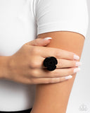 Relaxed Rosette - Black Ring - Paparazzi Accessories Ring Bedazzle Me Pretty Mobile Fashion Boutique