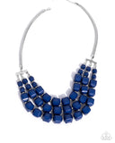 Reliant Rows - Blue Necklace - Paparazzi Accessories Necklace Bedazzle Me Pretty Mobile Fashion Boutique