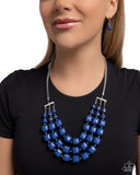 Reliant Rows - Blue Necklace - Paparazzi Accessories Necklace Bedazzle Me Pretty Mobile Fashion Boutique