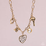 Reminiscent Reveal - Gold Necklace - Paparazzi Accessories Necklace Bedazzle Me Pretty Mobile Fashion Boutique