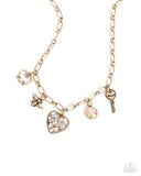 Reminiscent Reveal - Gold Necklace - Paparazzi Accessories Necklace Bedazzle Me Pretty Mobile Fashion Boutique