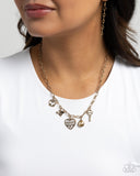Reminiscent Reveal - Gold Necklace - Paparazzi Accessories Necklace Bedazzle Me Pretty Mobile Fashion Boutique