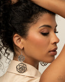 Reminiscent Rosette - Silver Earrings - Paparazzi Accessories Earrings Bedazzle Me Pretty Mobile Fashion Boutique