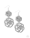 Reminiscent Rosette - Silver Earrings - Paparazzi Accessories Earrings Bedazzle Me Pretty Mobile Fashion Boutique