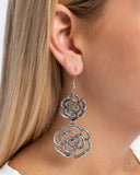 Reminiscent Rosette - Silver Earrings - Paparazzi Accessories Earrings Bedazzle Me Pretty Mobile Fashion Boutique