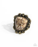 Repurposed Radiance - Brass Ring - Paparazzi Accessories Ring Bedazzle Me Pretty Mobile Fashion Boutique