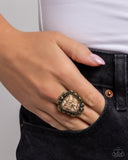 Repurposed Radiance - Brass Ring - Paparazzi Accessories Ring Bedazzle Me Pretty Mobile Fashion Boutique