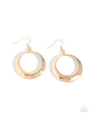 Retro Radius - Gold Earrings - Paparazzi Accessories Earrings Bedazzle Me Pretty Mobile Fashion Boutique